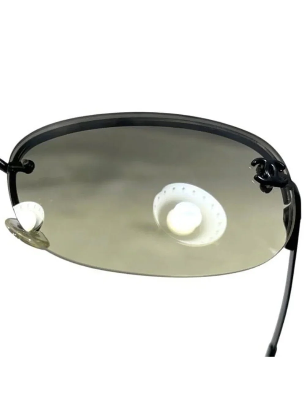 Chanel Sunglasses Black Gradient CC Logo Side Metal Acetate Eyewear Square Lens